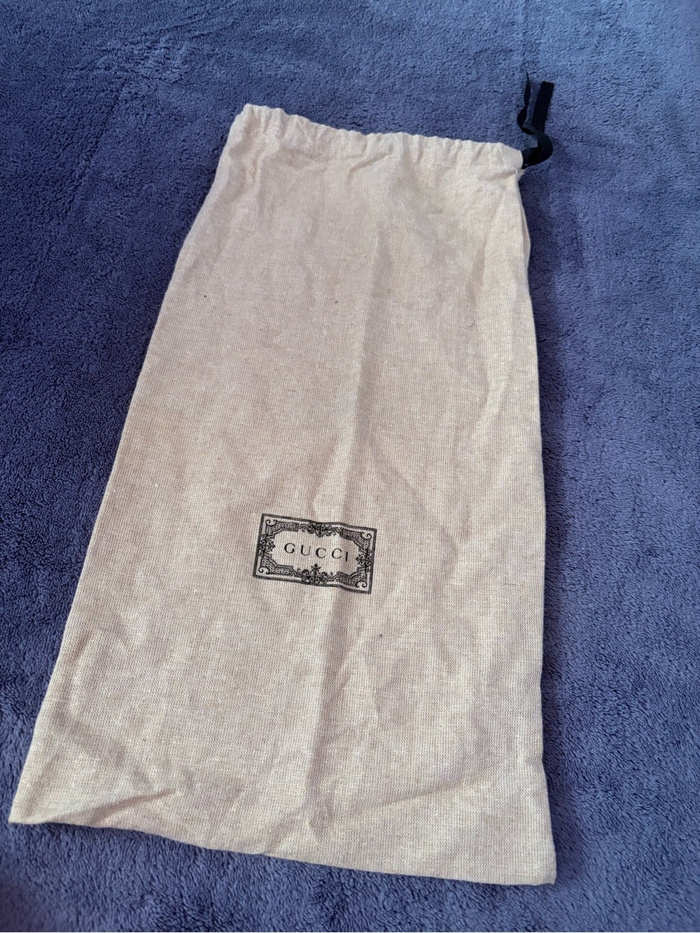 Gucci Beige Canvas Drawstring Bag with Black Logo